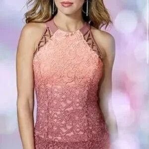 M • Venus • Glitter Ombre Lace Overlay Top